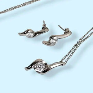 Vintage 925 & CZ Demi Parure